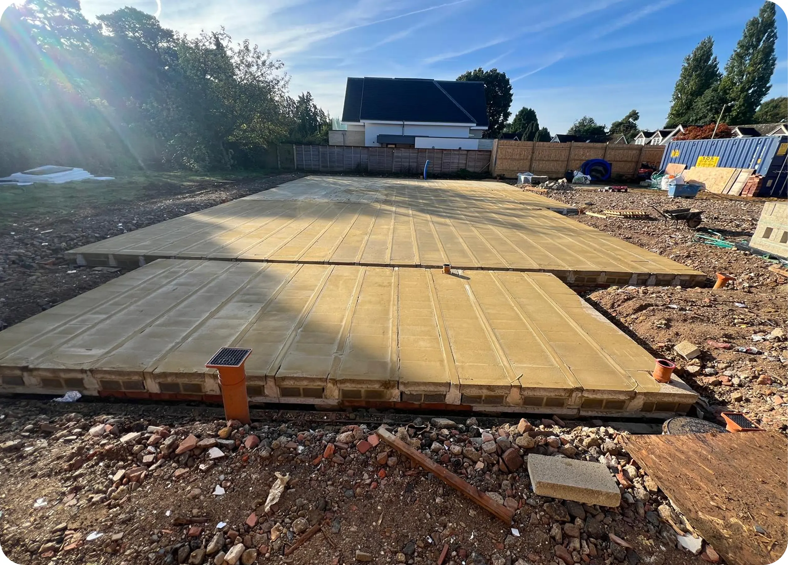 Block and beam floor laid on a residential plot