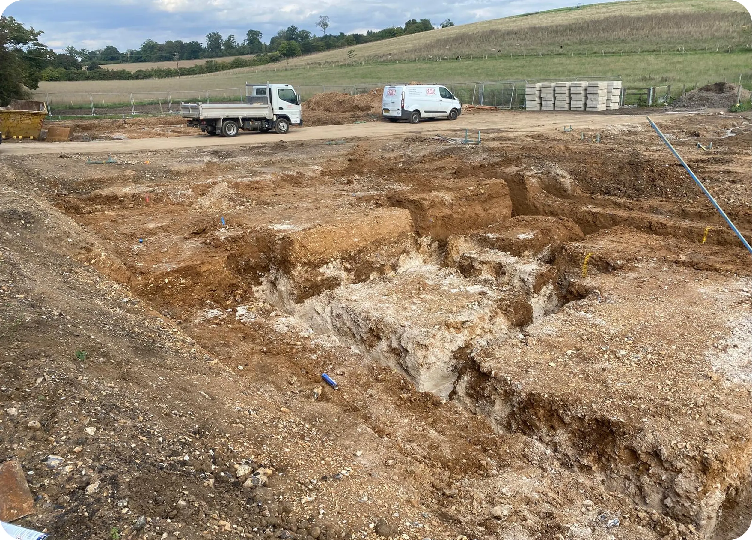 Deep foundation excavation on an open site