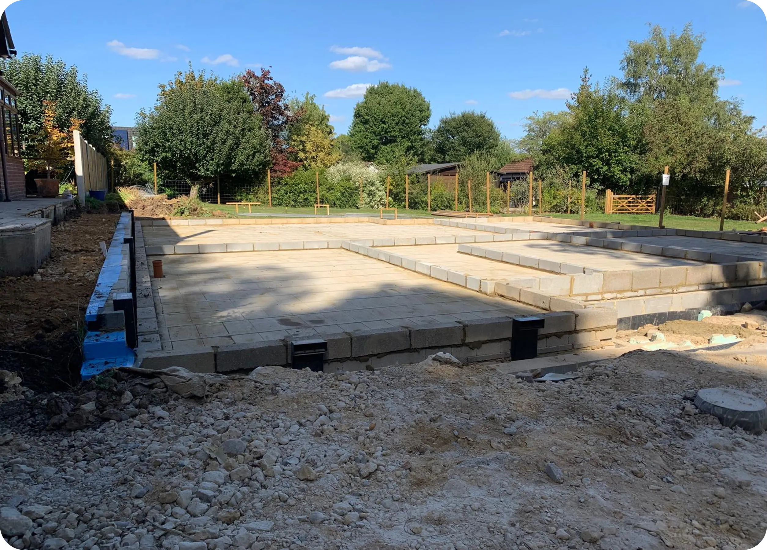 Completed block and beam floor on a garden plot